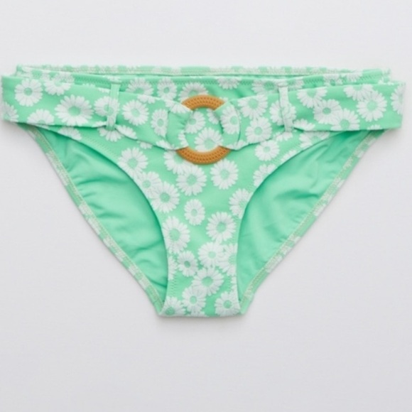 Aerie • NWT Green Floral Bikini Bottom with Belt - Picture 1 of 8